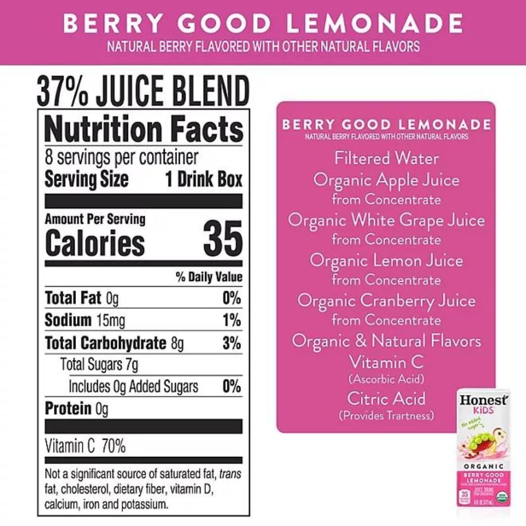 Honest Kid Assorted Organic Juice Drink Variety Pack, 6 Fl Oz, (Pack of 38)