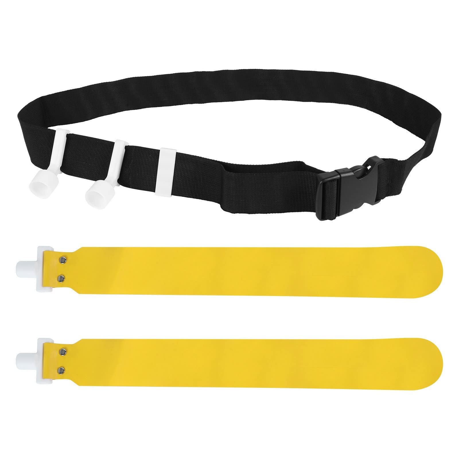 DONGKER Juego de banderas y cinturones, banderas de fútbol, cinturón de fútbol de PVC, 2 banderas, hebilla de liberación para equipos de entrenamiento juvenil y adulto, amarillo, 1