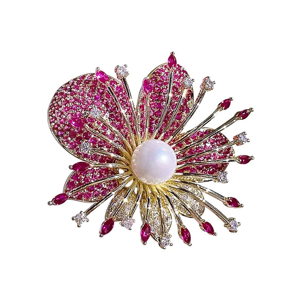 Set Zirkonia Blume Brosche Frauen voller Diamant Perle Pins Herbst und Winter Vielseitige Kleidung Mantel Corsage