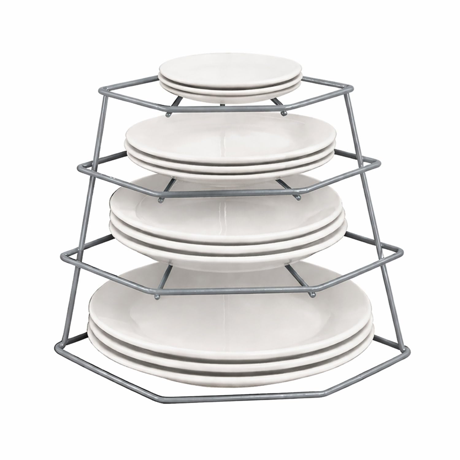 Greenfields Corner Kitchen Plate Rack Tidy Cupboard Shelf Insert Organiser New (Grey)