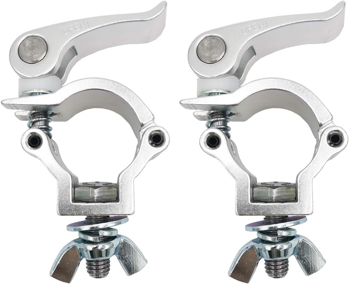 2 Pack Quick Release DJ Stage Lighting Truss Clamp OD Tubing Pipe 1-1/4-1-3/8 inches 32-35mm Heavy Duty 165 Lbs TUV Aluminum Alloy for Moving Head Light Par Light Spotlight