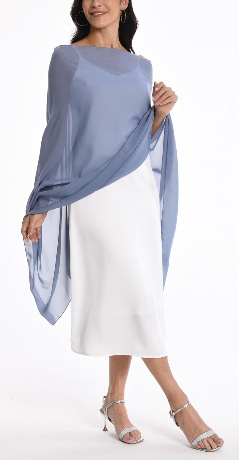 Women's Chiffon Capelet Shawls and Wraps Chiffon Capes for Bridesmaid Wedding Evening Party Dresses Cover Up - Image 2