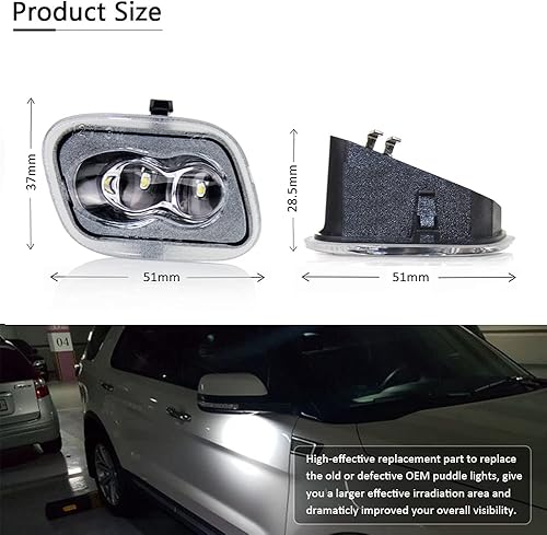Miniatura 7 de D-Lumina Conjunto de luz LED de charco de espejo lateral compatible con Fo-rd 2015-2021 F-150 2017-2021 F-250 F-350 Super Duty, bajo el espejo,