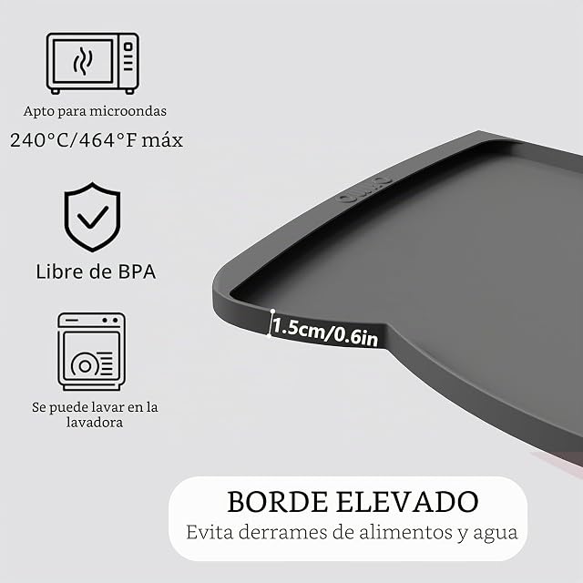 Foto 4 de 8 de OHMO Alfombrillas Impermeables para Comederos de Perros y Gatos con Bolsillo para Residuos(Gris Oscuro