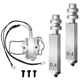 Heating Kit for Kobra X 3D Printer, Heating Element Assembly, Heating Component for Hot with Additional 2 Pieces 0.4 mm Nozzles for Anycubic Kobra X Accessories without Zirconia