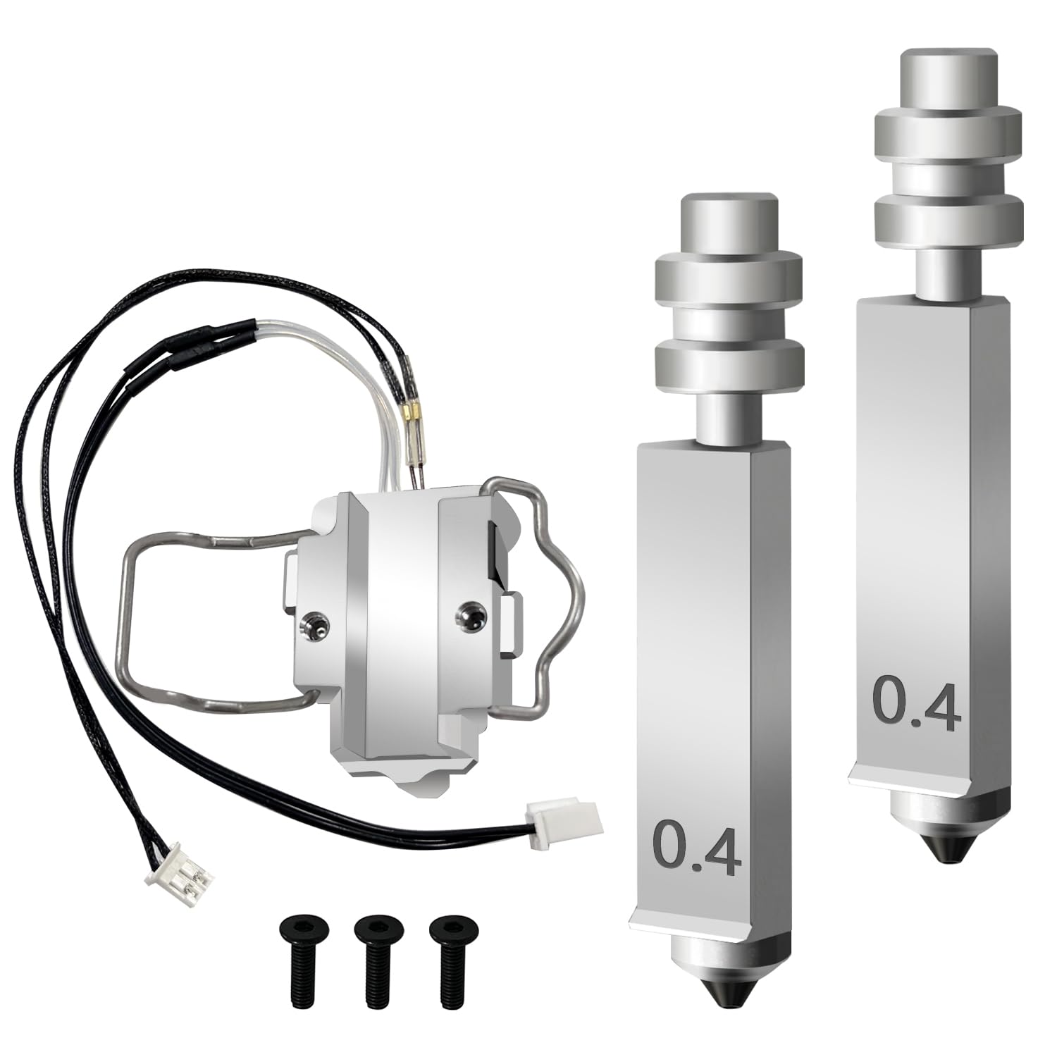 Hotend Chauffage Assembly & 2PK 0.4MM Buse pour Kobra X 3D Priner Élément de chauffage Kit Élément de chauffage Extrudeur de buse durcie extrémité chaude pour Anycubic Kobra X Accessoires