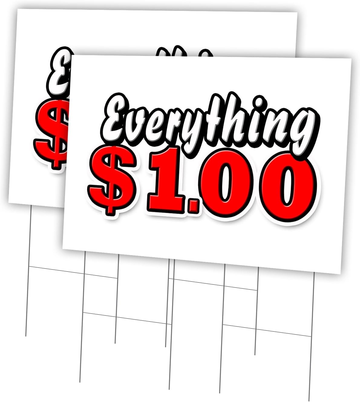 Everything 1 Dollar 2 Pack of 18" x 24" Yard Sign & Stake Outdoor Plastic Window | Advertise Your Business | Stake Included Image On Front Only | Made in The USA