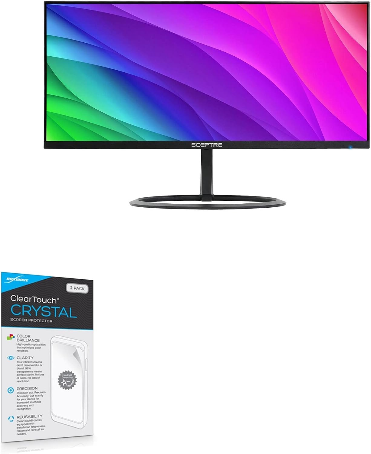 BoxWave Screen Protector Compatible with Sceptre 29" Ultrawide Full HD Monitor (E300W-FUS) - ClearTouch Crystal (2-Pack), HD Film Skin - Shields from Scratches