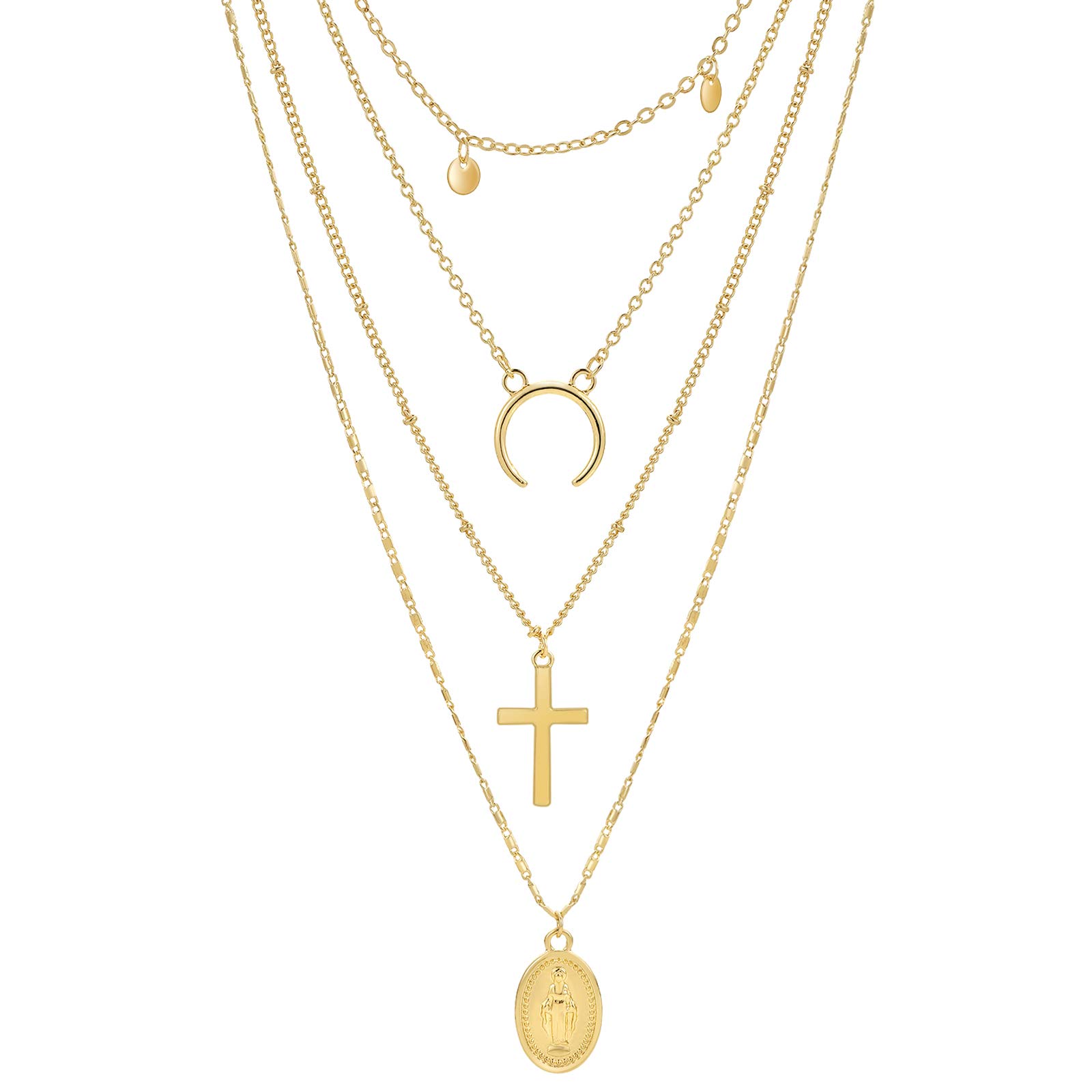 Long tiantianDainty Layered Choker Necklaces,Silver Lock long Necklace Tiny Heart Pendent Choker Punk Chunky Collar Jewelry for Women