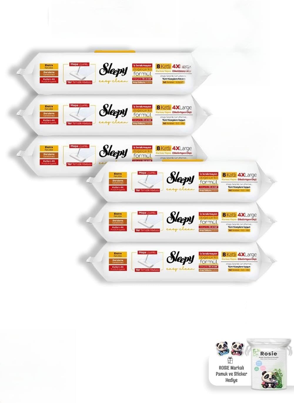 Sleepy Arap Sabunu Katkılı Mopa Uyumlu 4 XLarge Yer Temizlik Havlusu 50' li 6 Al 5 Öde ve Rosie pamuk