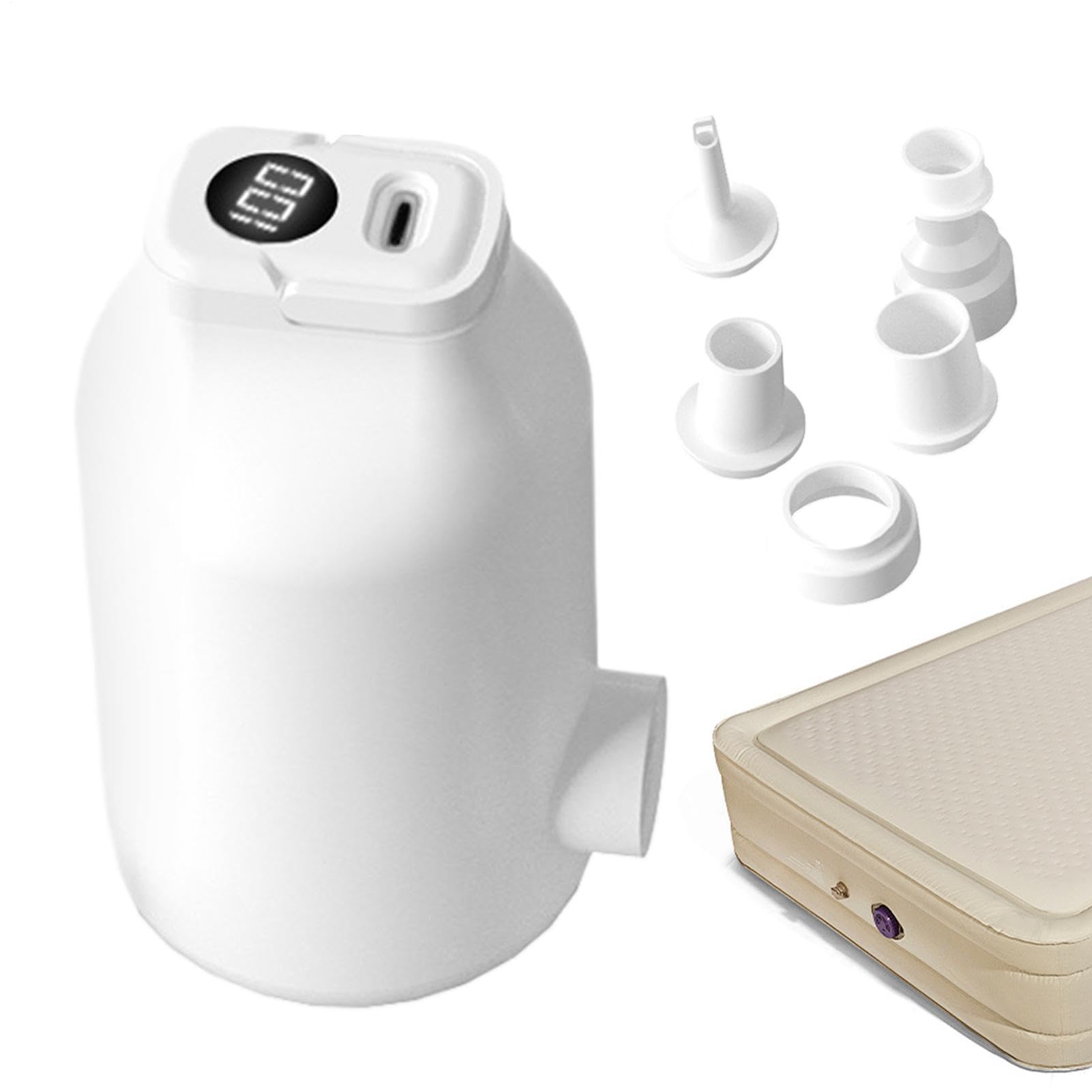 Pompe à air portable pour gonflables 4500 Pa avec 5 embouts, rechargeable | Mini pompe électrique gonflable pour sac de couchage, canapé, flotteurs, anneaux de natation, sacs