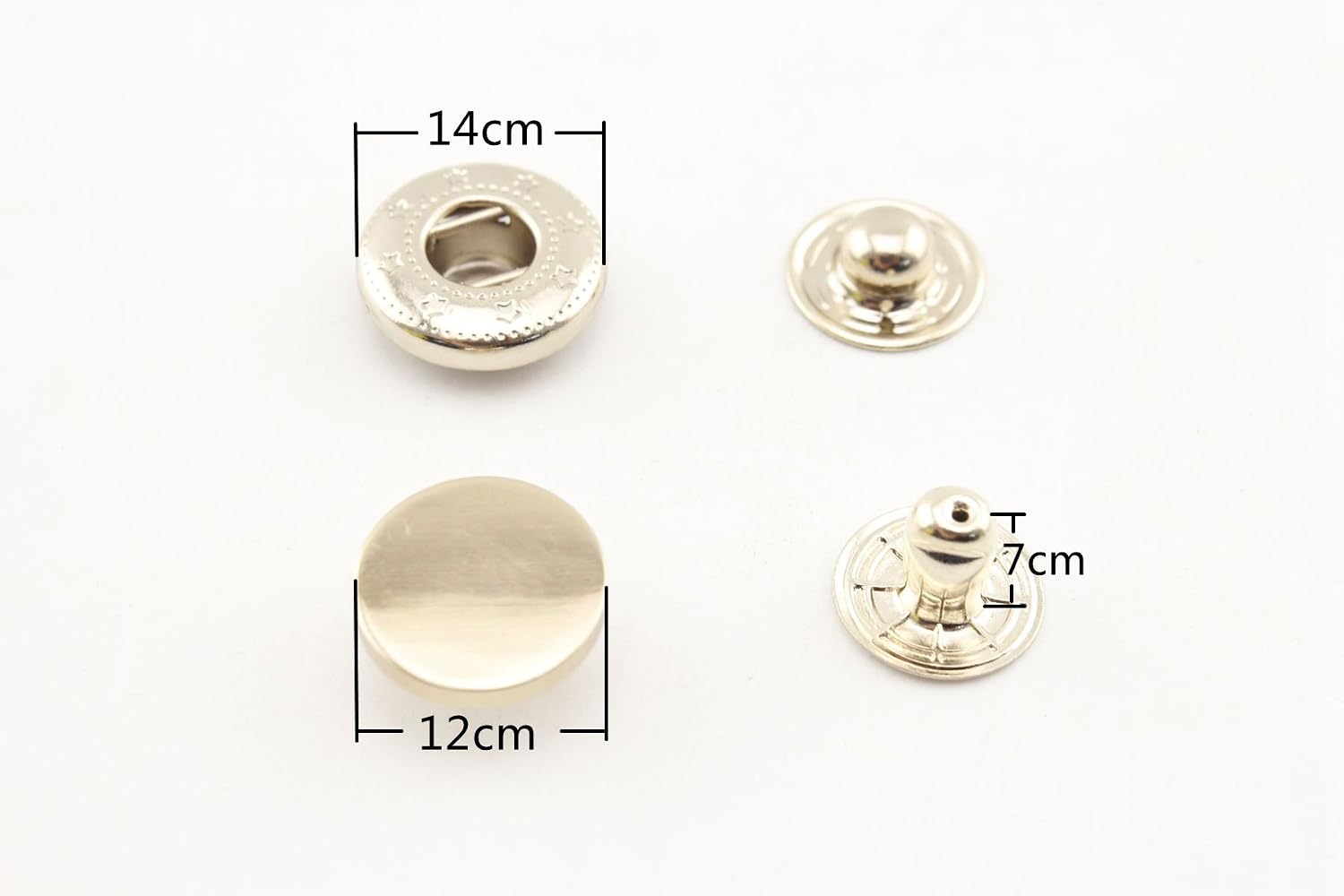3dancraftit zinc Alloy Flat top Cap snap Fastener Buttons Washable Press Stud for Sewing Leather Craft Clothing 1/2" / 12mm Light Gold CF3