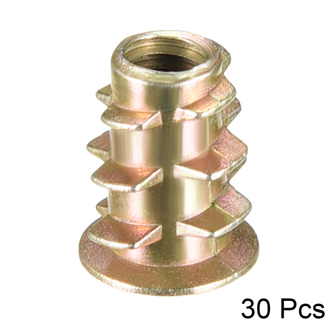 Furniture Threaded Insert Nuts Zinc Alloy M4 Internal Threads 10mm Length 30pcs