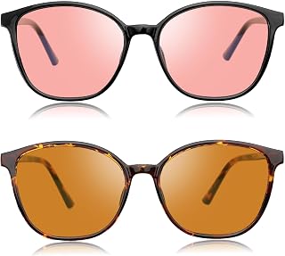Indoor Fluorescent-41 Pink Tinted Migraine Light Sensitivity Glasses for LED Glare, Photophobia & Gaming Computer