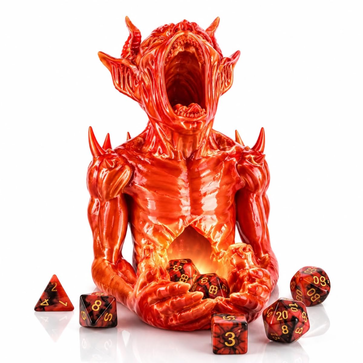 Torre dei Dadi D&D con Porta Dadi Integrato, Dice Tower per Dungeons & Dragons, Torre Lancia Dadi per Giochi di Ruolo da Tavolo RPG, Dadi D&D, Kit 7 Dadi in Omaggio (DEMON)