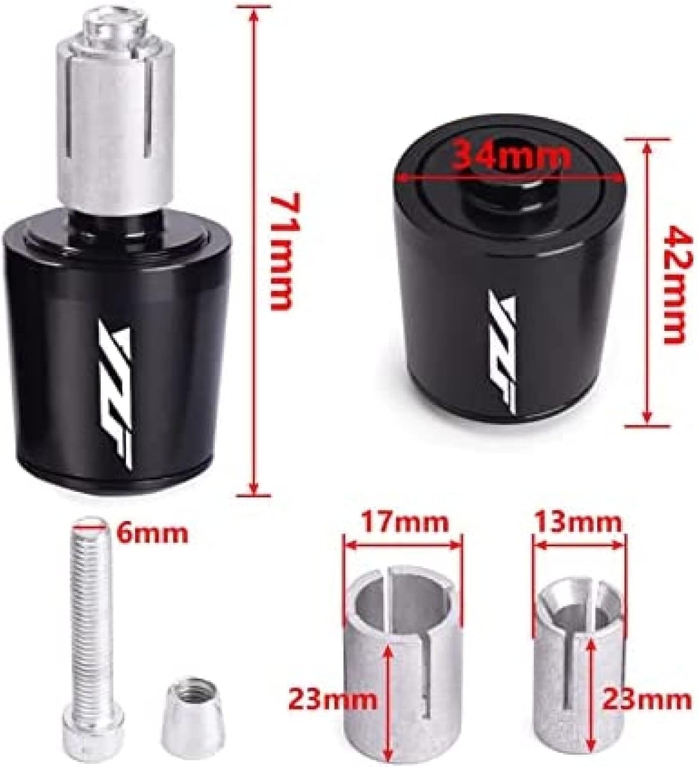 7/8" 22mm CNC Motorcycle Handlebar Ends Handle Bar Grips Plugs Caps for Y/amaha YZF-R1 YZF-R3 YZF-R6 R125 YZFR25 R250 R1M R1S R6S,Titanium