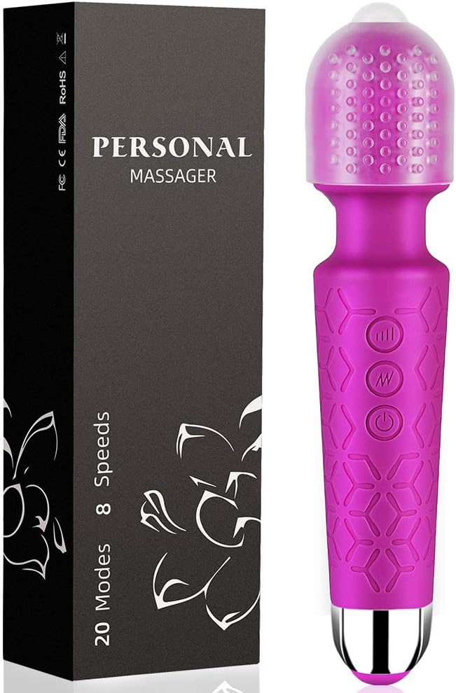 Loartiyar Cordless Magic Massager Rechargeable Personal Quiet Waterproof with 8 Speeds 20 Patterns Powerful Massage Perfect for Tension Relief, Muscle, Back, Soreness, Recovery