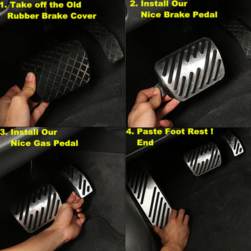 kashaipu Aluminum Alloy Footrest Gas Brake Pedal Cover Set Works for Audi Sline A4 A5 A6 A7 A8 Q5 Q7 Q8 : Automotive