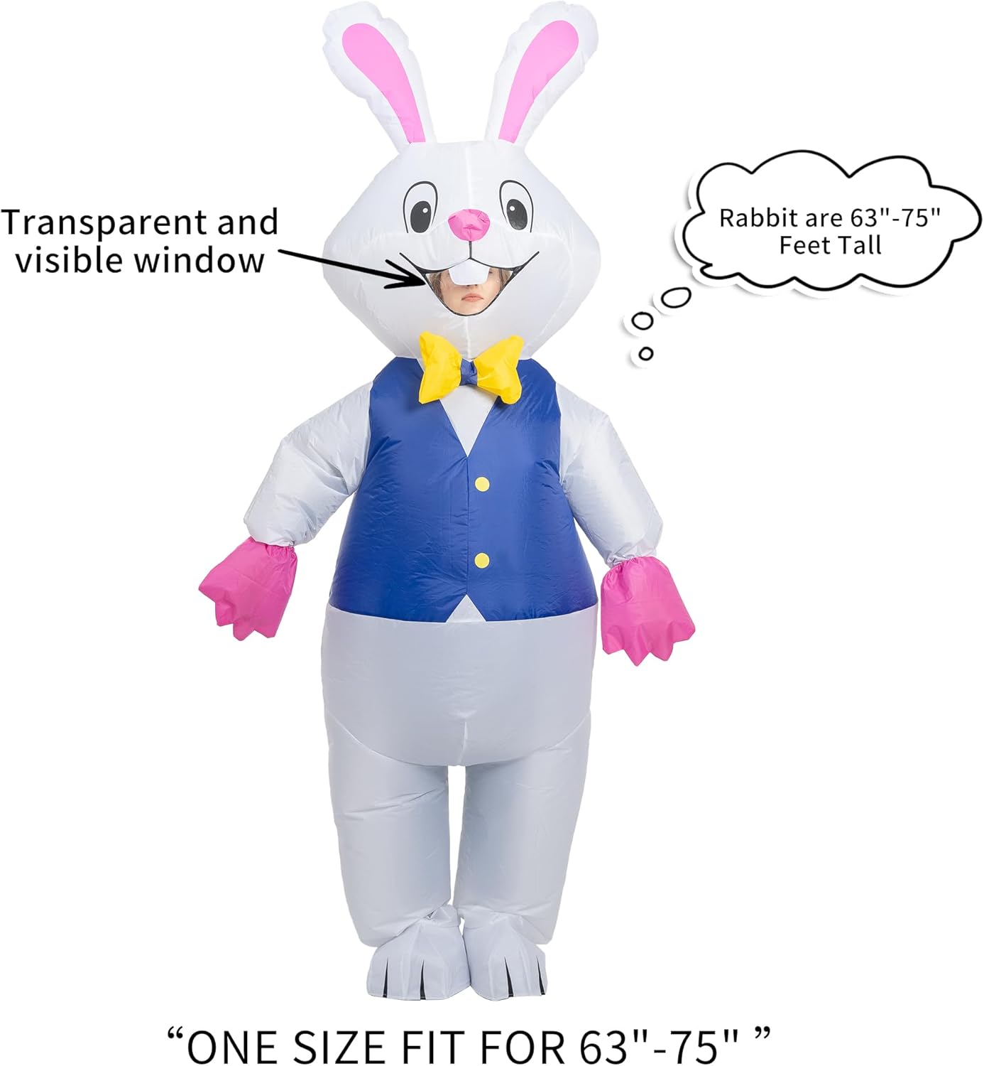 Inflatable Costumes Adults Bunny Costumes Blow Up Halloween Bunny Suit Rabbit Outfit for Women Mens Cosplay Party - Image 3