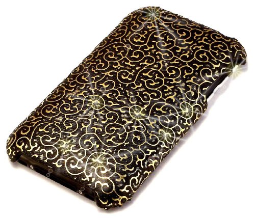 Coque iPhone 3G 3GS Enigma rigide noire et dorée de protection - 2