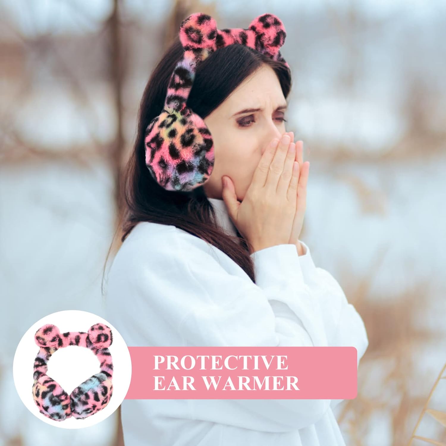 Adorable Earmuffs for Boys and Girls Soft Ear Foldable Ear Warmers for Outdoor Use for Girls Cute Leopard Print