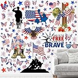 ReliThick 4th of July Wall Stickers Memorial Day Wall Decals Land of The Free Window Clings American Flag Military Soldier Boots Stickers Decor for Independence Day Party Home Office School Decor
