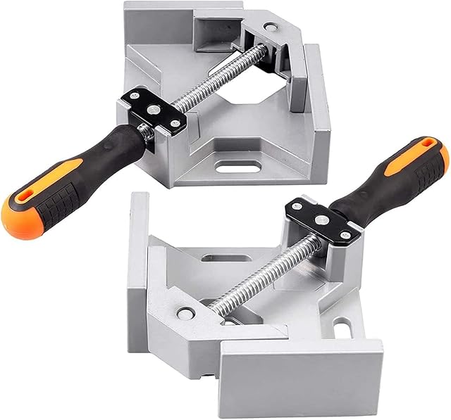 90° Right Angle Clamp, eSynic 2Pcs 90 Degree Right Corner Clamp Holder Heavy Duty Wood Angle Welding Clamps with Aluminum Alloy Body for Woodworking and Picture Framing etc