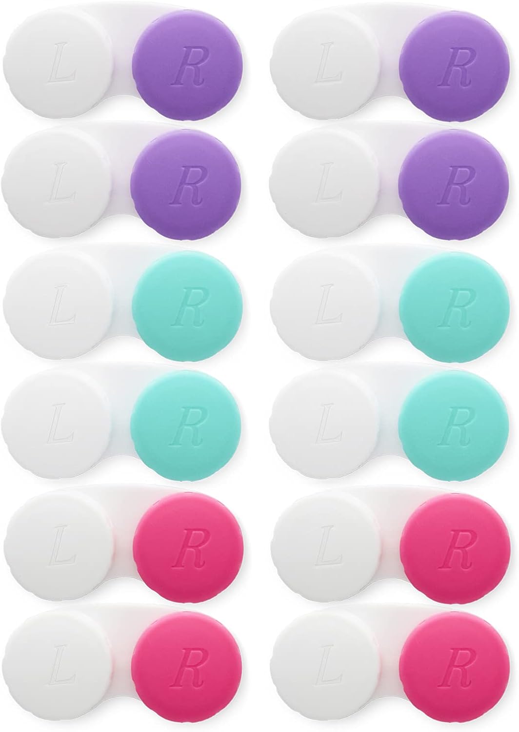 12 PCS Contact Lens Case, Colorful Contact Case Left/Right Eyes, Portable Contact Lens Box, Bulk Box Holder Soak Storage Kit, Contact Lens Container for Travel, Work & Home（3 Colors） : Health & Household