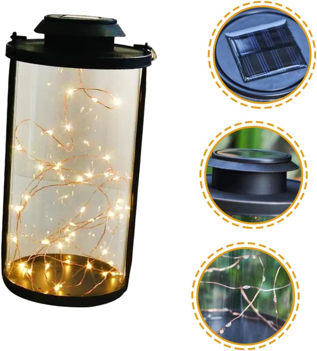Solar Garden Lantern Led String Lights Decorative Outdoor Lighting for Patio Energy-Saving Portable Design Automatic Dusk Activation