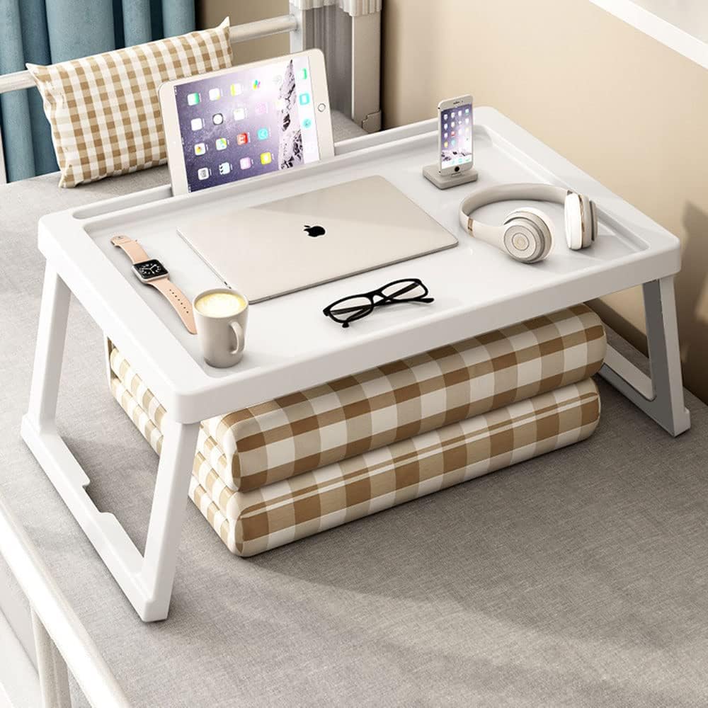 Simple Laptop Desk, Foldable Bed Computer Table with Pad Slot, Lap