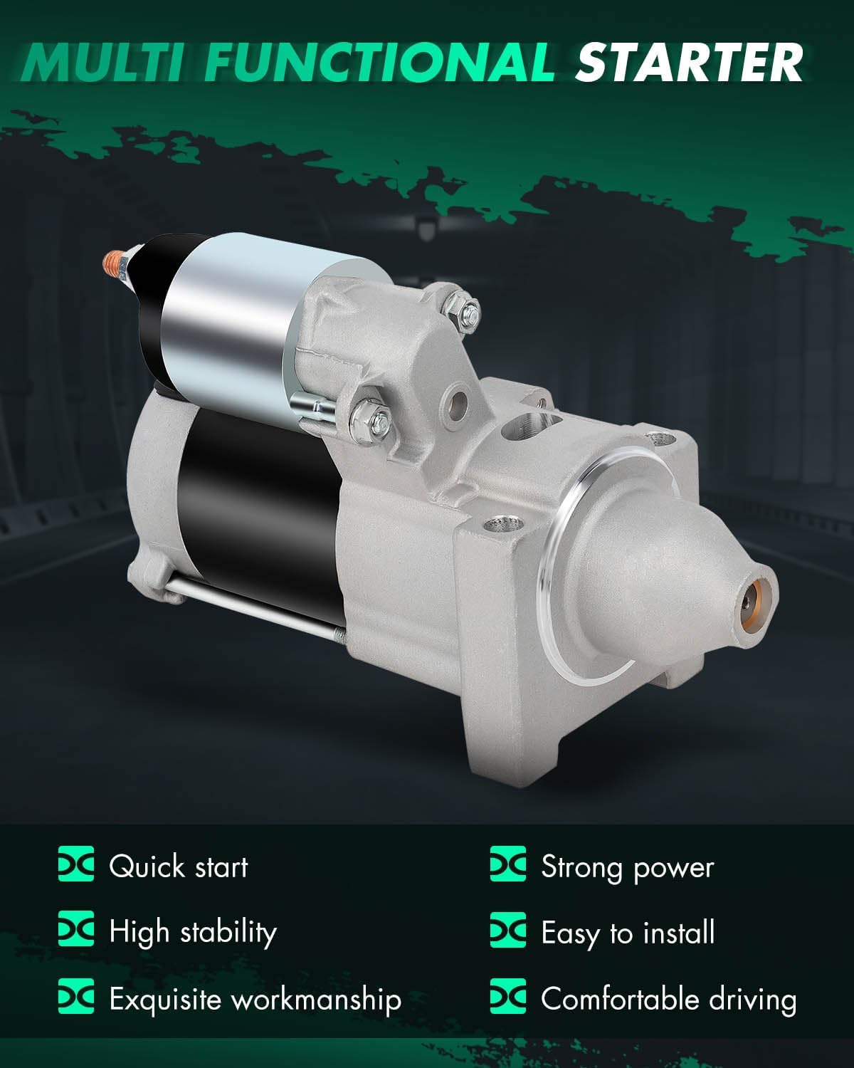 SCITOO Starter Motor AM134946 428000-3130 18533N for John Deere Gator TX for Kawasaki KAF400 Mule 600 2005-2015 KAF400 Mule 610 4x4 2005-2015 610 4x4 Hardwoods ‎12 Volt CCW 9-Tooth Pinion