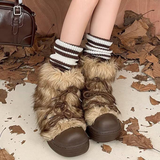 Women Ankle Snow Boots Fuzzy Plush Warm Winter Aesthetic Cute Shoe2