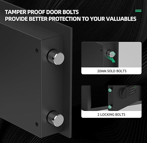 Miniatura 6 de AEGIS Caja fuerte de huellas dactilares, caja fuerte pequeña con teclado digital programable, caja de seguridad para dinero para el hogar, oficina,