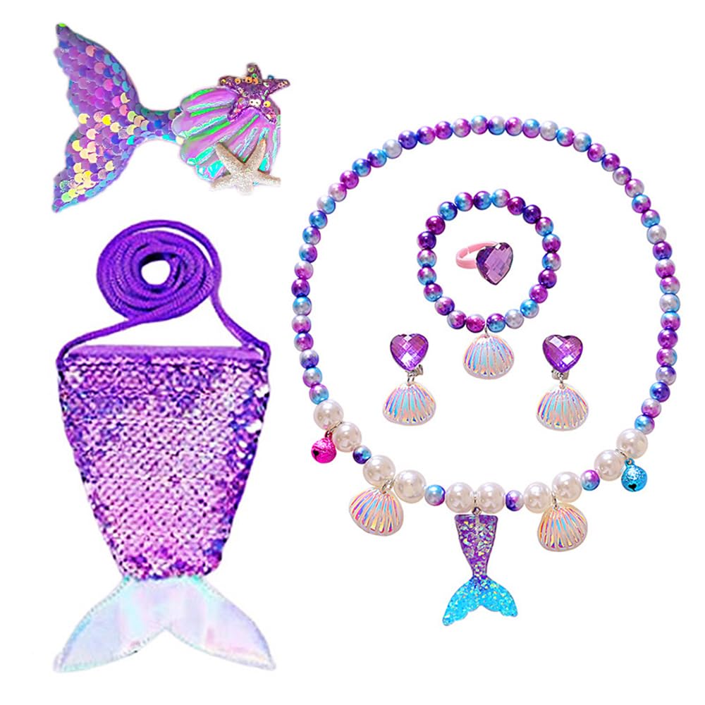 HEYOUTH Meerjungfrau Kostüm Mädchen,Meerjungfrau Kleid,Arielle Prinzessin Kostüm mit Zubehör,Karneval Geburtstag Thema Party Rollenspiel Ankleiden Halloween Outfit,für Kinder Mädchen Größe 2-13 Jahre