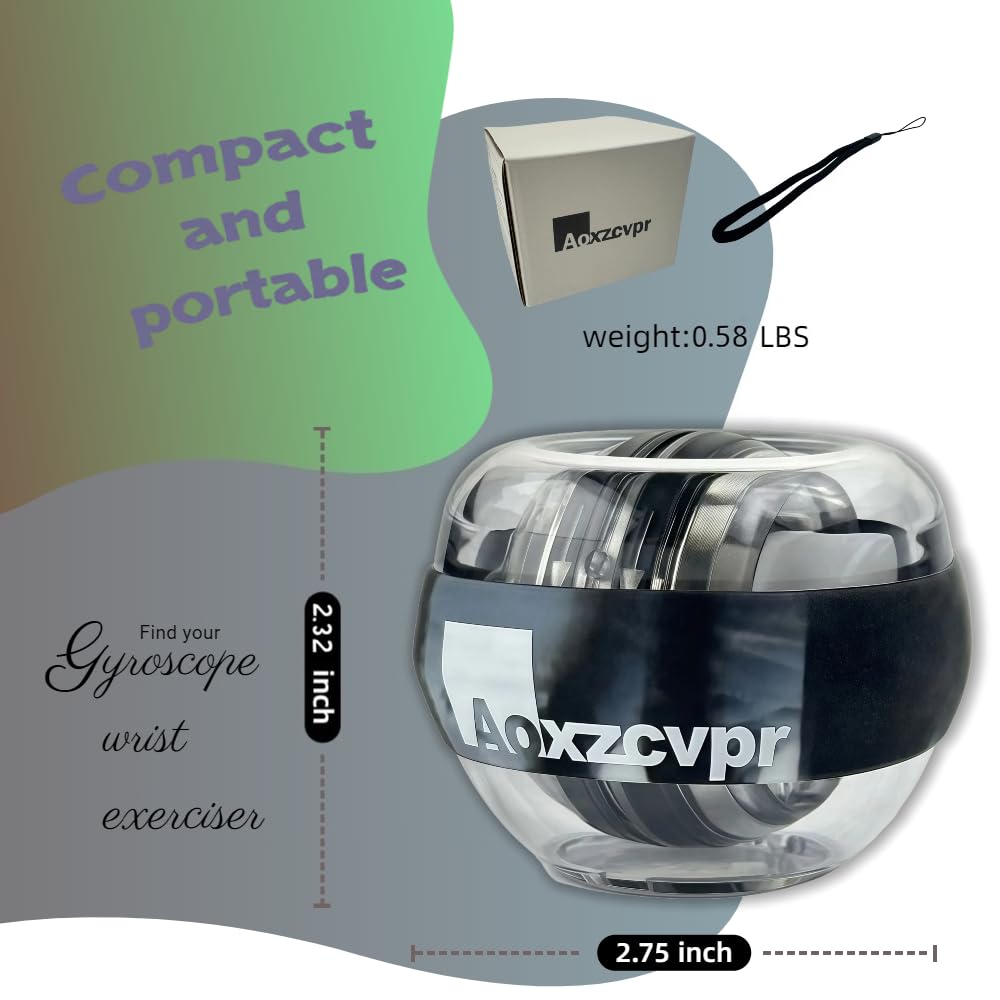 Power Wrist Ball Auto Start Gyro Gyroscope Torque Ball with LED Lights for Hand Trainer for Sports Enthusiasts.