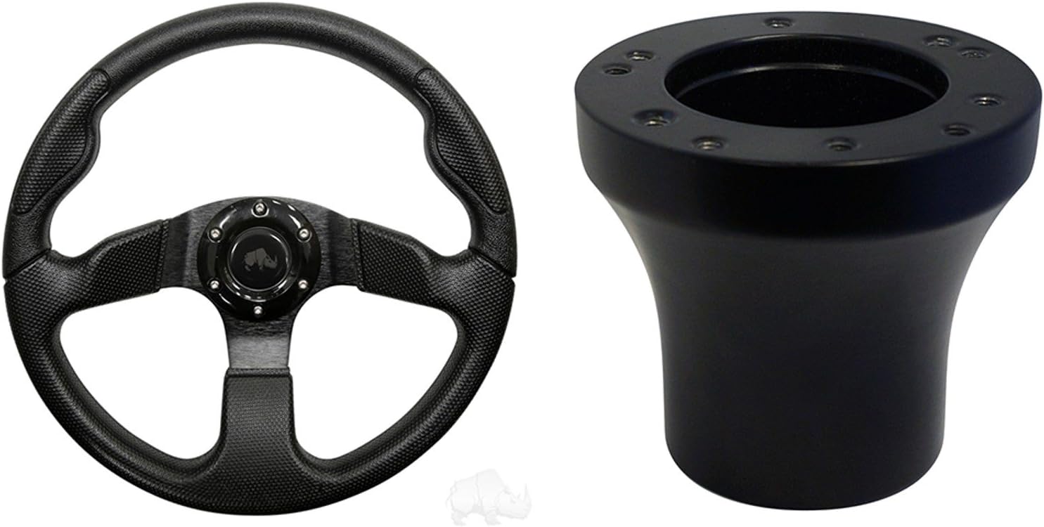 RHOX EZGO Formula GT Golf Cart Steering Wheel Kit (Black Grip/Black Spokes)