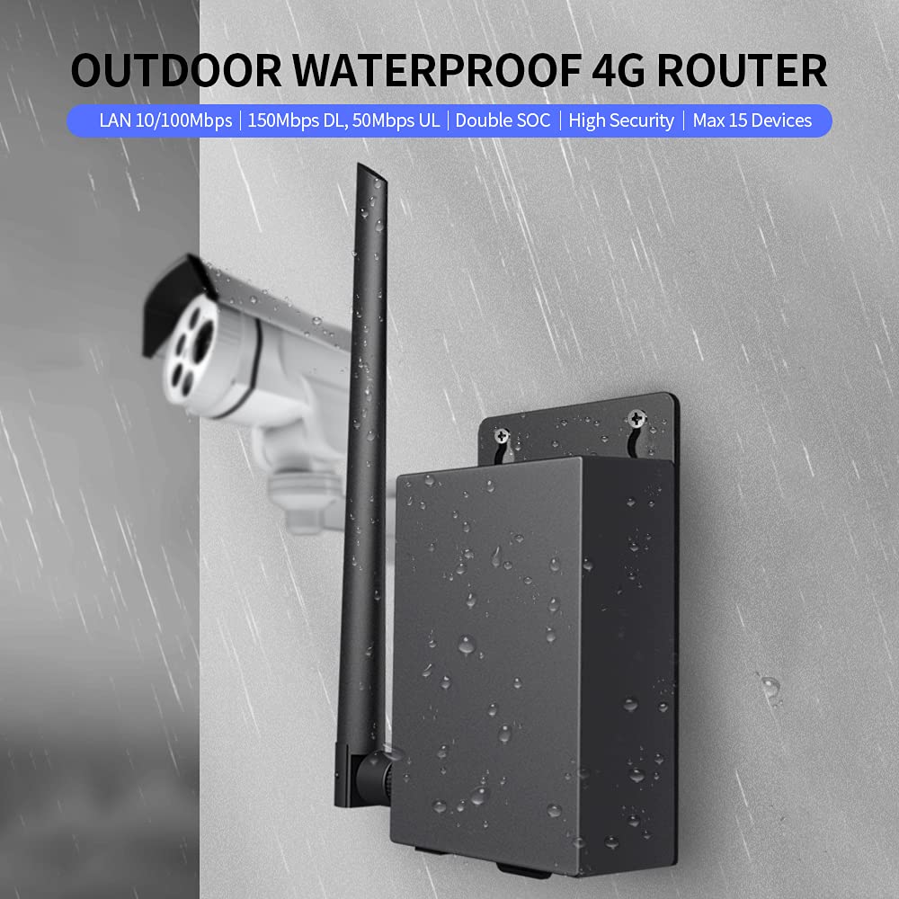 Hotspot Portable 4G, Routeur 4G Extérieur étanche Plug N Play Haute Vitesse pour Caméra IP, Prend en Charge Le Chargement IPC, Vitesse LTE Rapide, Contrôle Facile, Haute sécurité