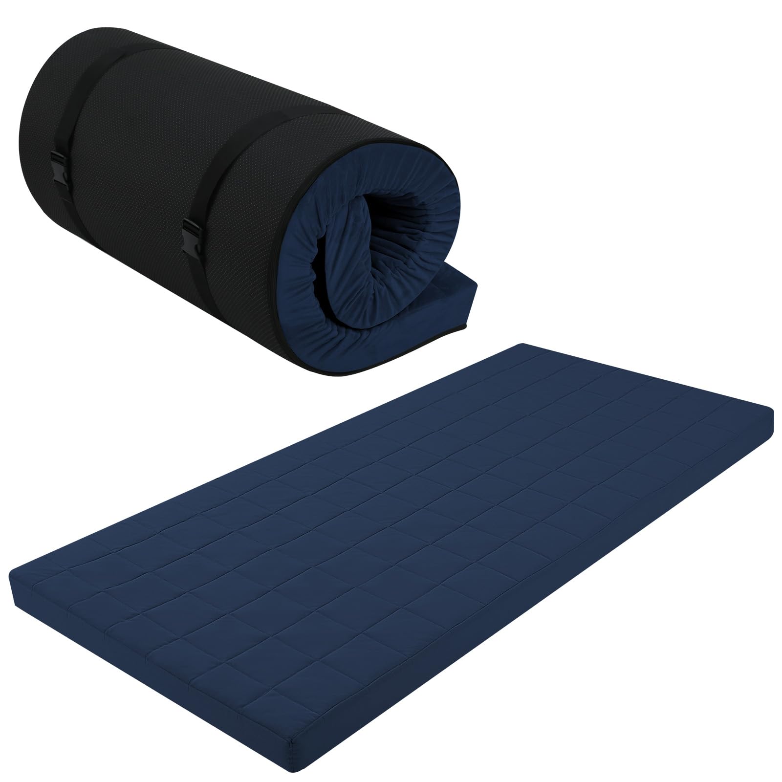 MeMoreCool Roll Up Floor Mattress Single 190x90cm, Navy Blue