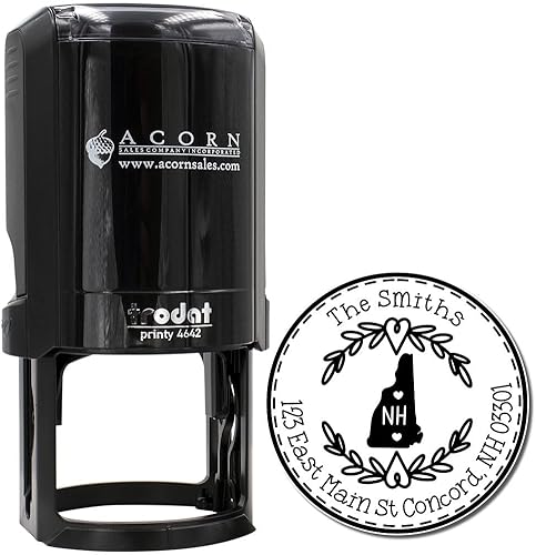 Miniatura 721 de Round State Love - Sello de dirección de devolución para Texas, uso con almohadilla de sello, mango de madera, sello de dirección de Texas