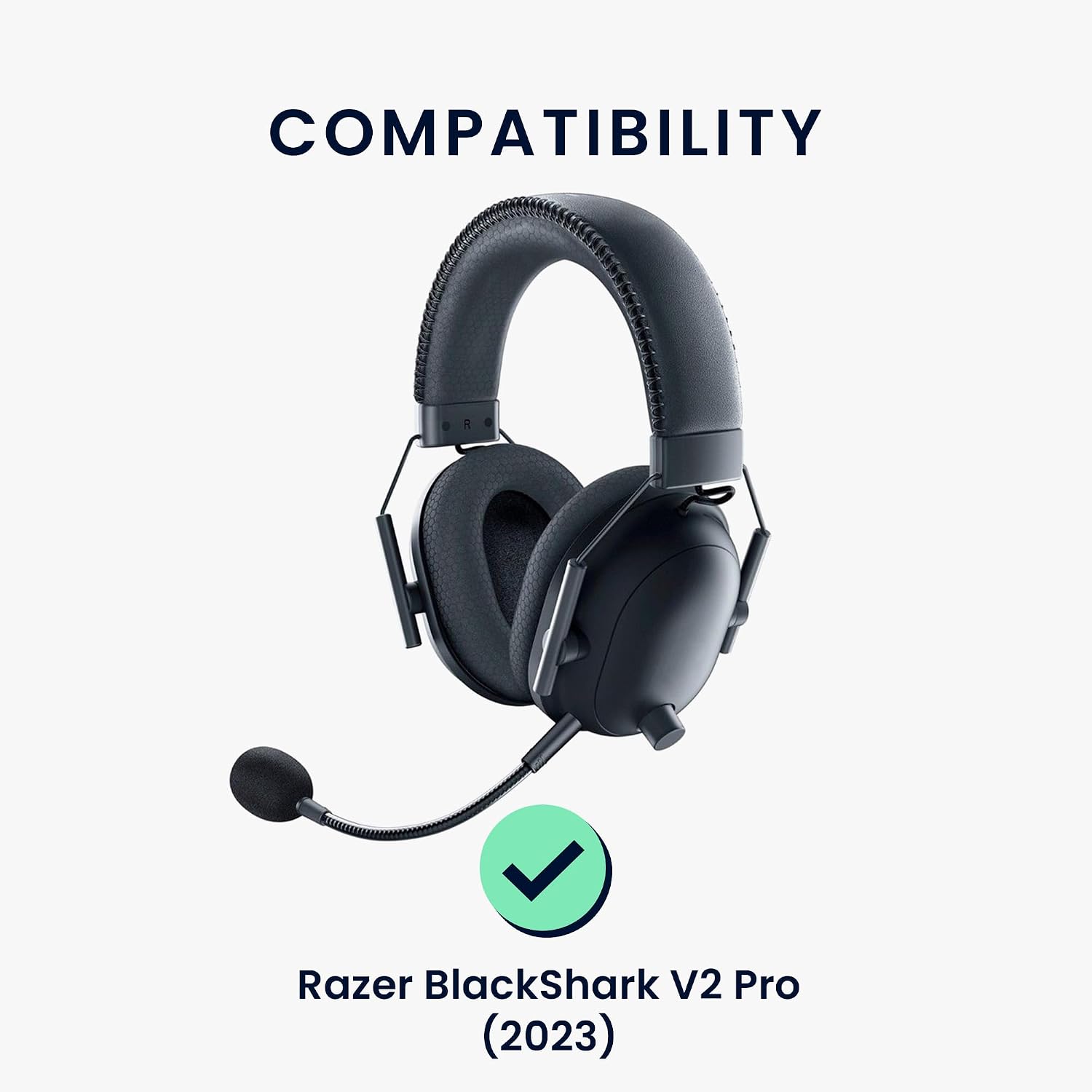 kwmobile 2X Headphone EarpPads for Razer BlackShark V2 Pro (2023) Replacement Ear Pads - Cooling Gel Headphone Ear Covers - Black image 3