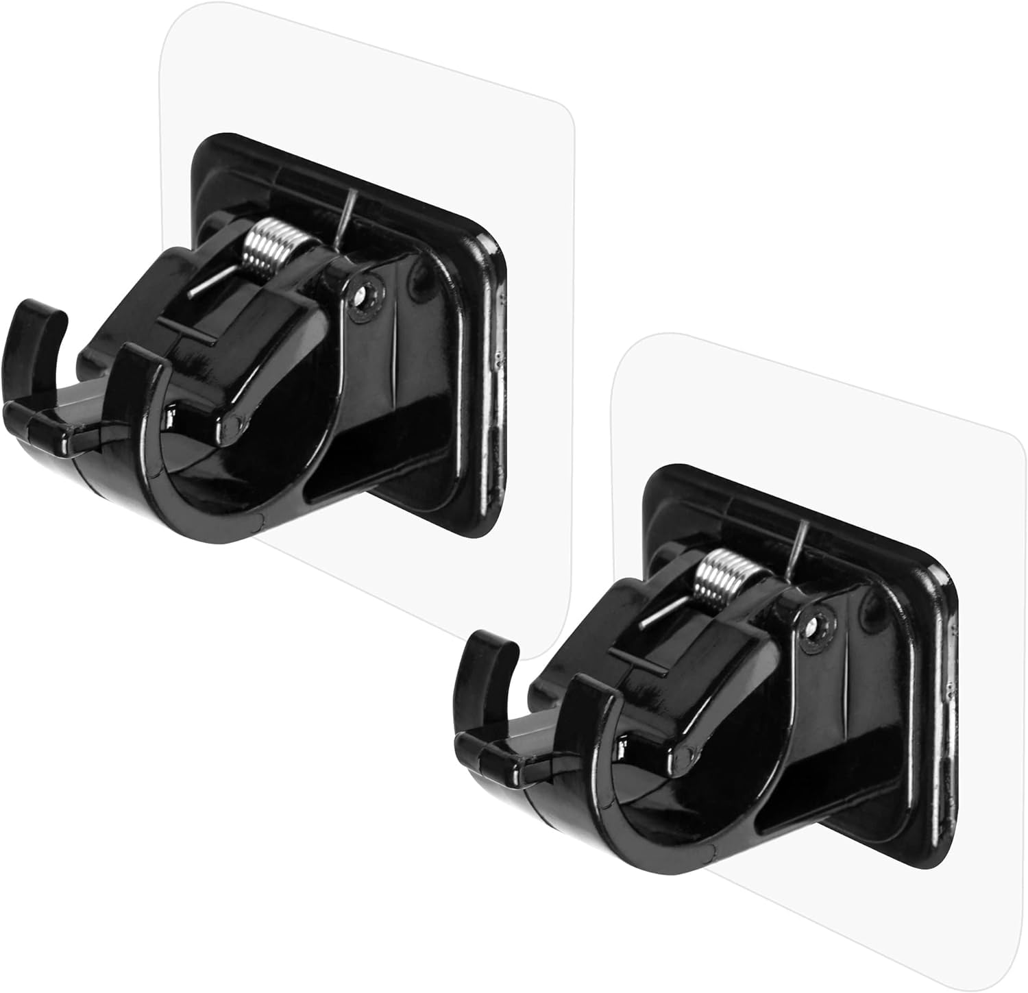 XBEY Stainless Steel No Drill Curtain Rod Brackets No Drilling Self Adhesive Curtain Rod Holder Hooks | Nail Free Adjustable Curtain Rod Hooks Curtain Hangers Home Bathroom And Hotel, Black