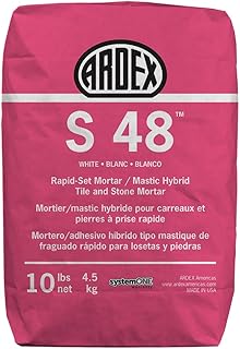 Ardex S 48 Versatile, Rapid-Set, Polymer-Modified Thinset Mortar Adhesive, Flooring Underlayment for Stone, Ceramic Tile, 10 lb (4.5 kg) Bag, White
