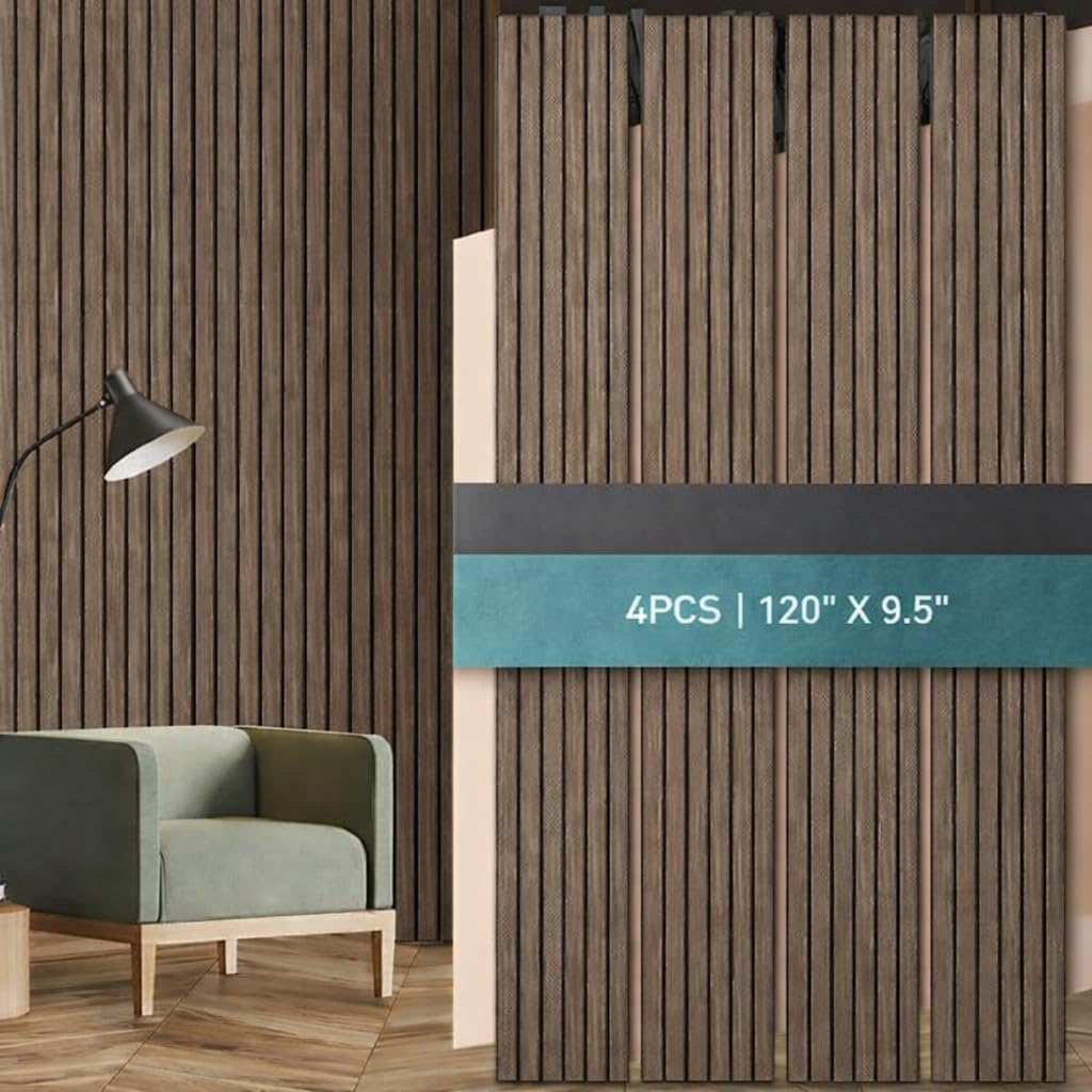 Amazon.com: 4-Pack Acoustic Wood Slat Wall Panels for Interior Decor ...