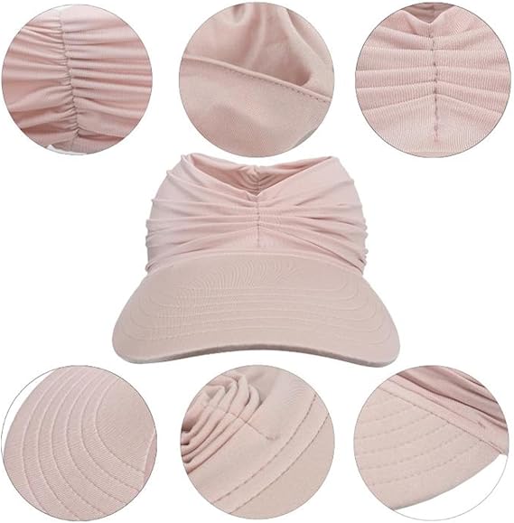 Women's UPF 50+ UV Protection Sun Visor Hat, Sun Hats for Women, Lightweight Foldable Ponytail Sports Cap