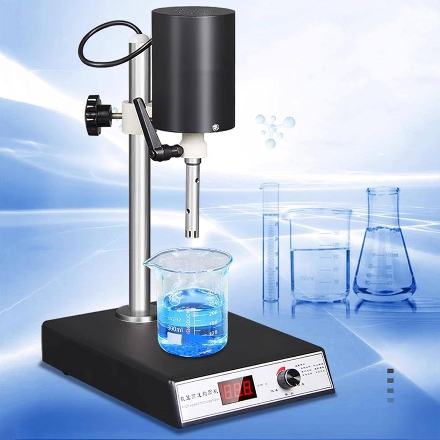 Laboratory High Speed Dispersing Homogenizer Emulsifier High Shear Mixer Capacity 20000rpm Digital Display Blender for Medience/Cosmetics/Food/Paints Industry
