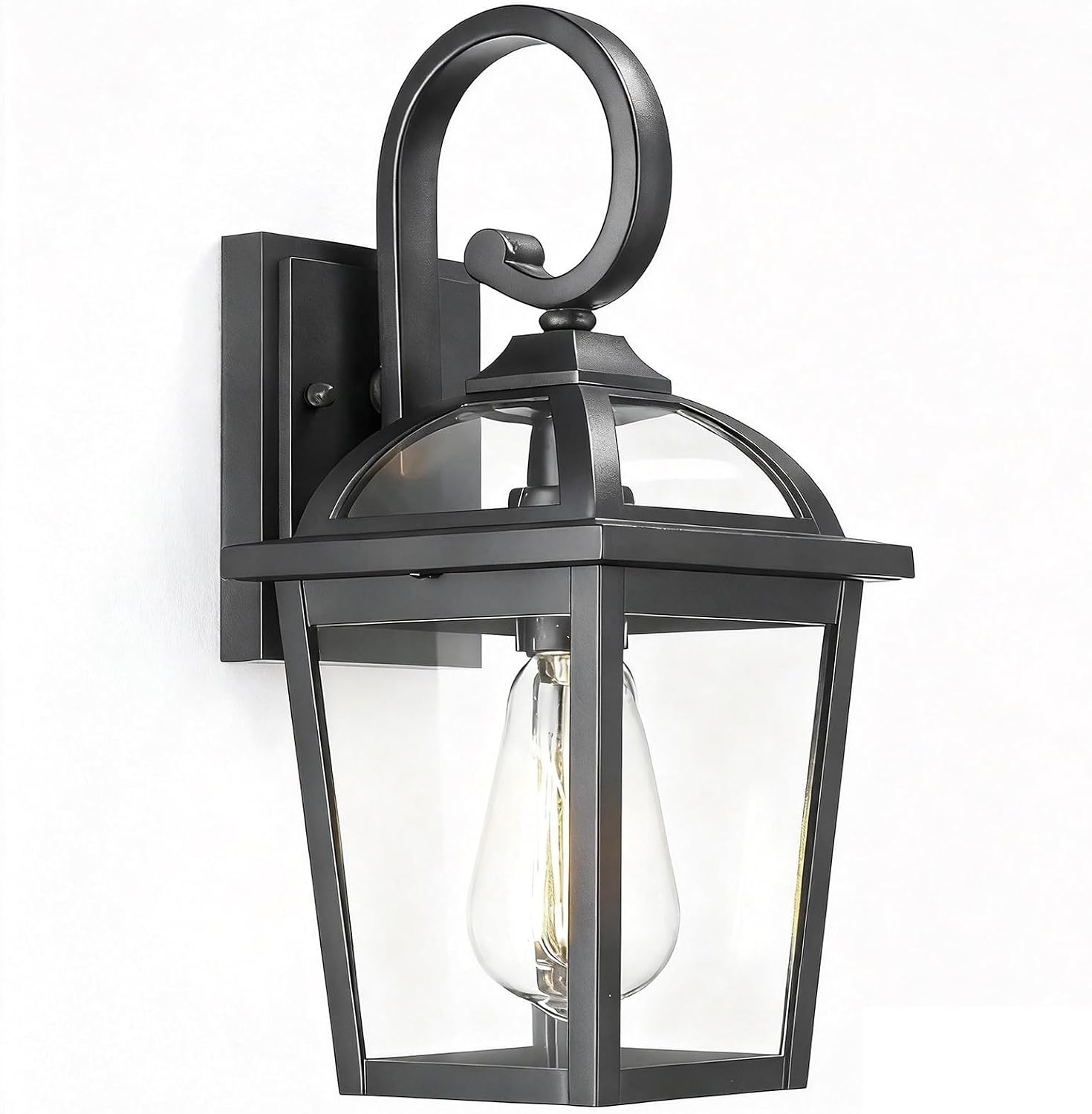 Front Porch Lights Outdoor Wall Lights Exterior Wall Sconce, Black Exterior Light Fixtures with Clear Glass, Farmhouse Outdoor Lighting Fixtures for House Front Door Garage Patio