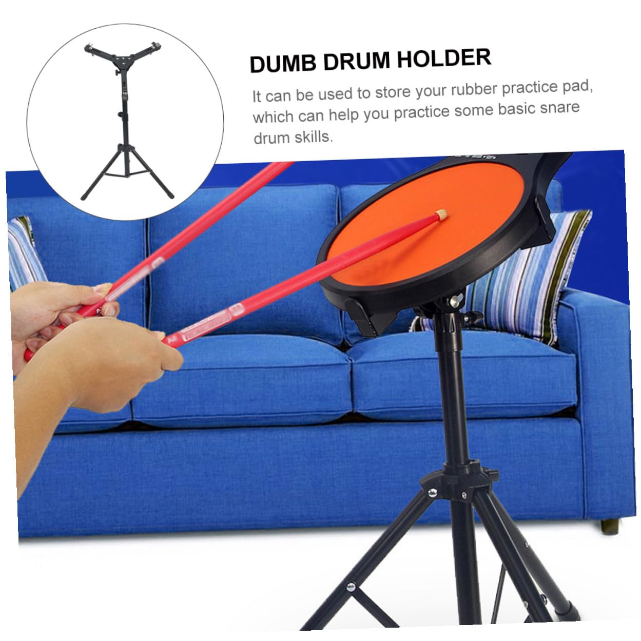 Supporto Regolabile per Pad Batteria Nero Stand Robusto in Abs e Ferro per Strumento Silenzioso per Pratica Indoor e Outdoor per Principianti e Percussioni