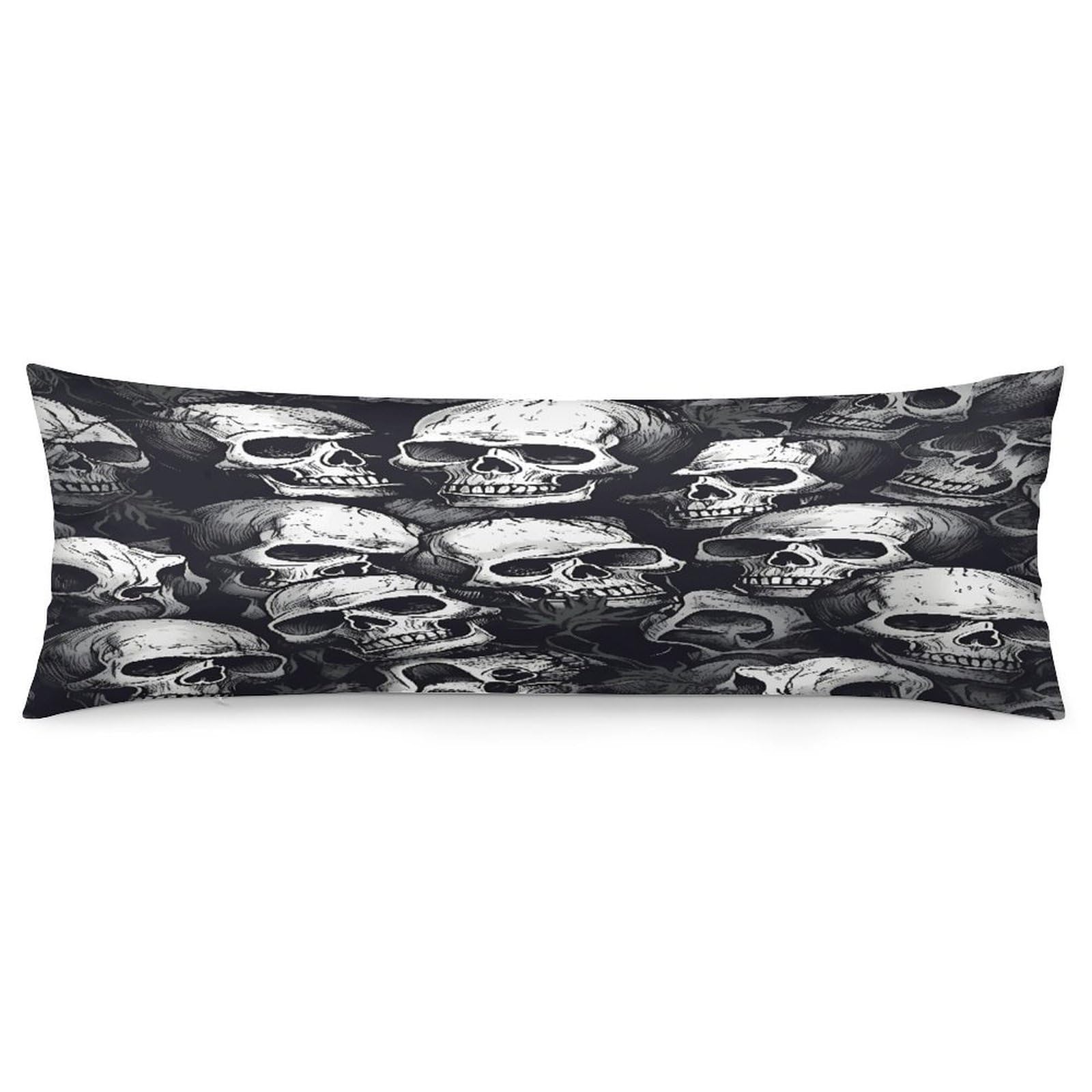 Skulls Pattern Throw Pillow Cover Soft Pillow Case Decorative Lumbar Pillow Cover Cozy Throw Pillowcase Polyester Rectangular Cushion Case Decor for Couch Sofa Bed