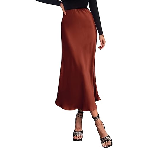 BTFBM 2024 Women Long Satin Summer Spring Skirt Silk Elegant High Waist Cocktail Party Wedding Flared A-Line Midi Skirts