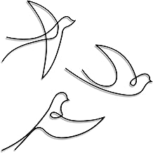 Set of 3 Metal Birds for Wall Decoration (25 x 25) - Home Decoration - Feeling of Freedom - Modern Minimalist Art - Easy Attach with Double-Sided Adhesive Tape (No Holes)
